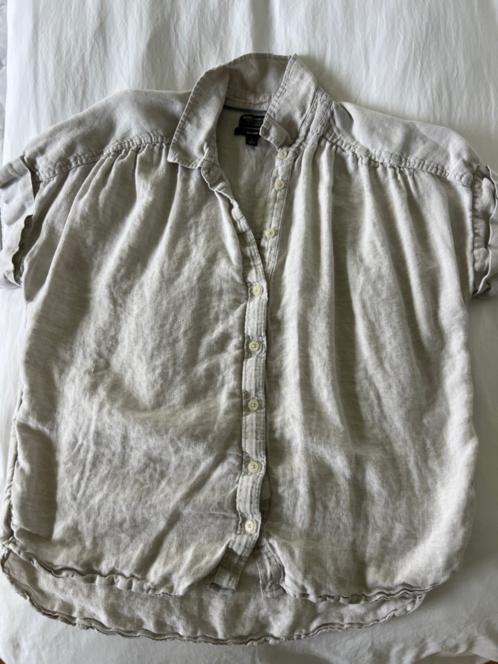 J. Crew Light Beige Button-Down Linen Shirt